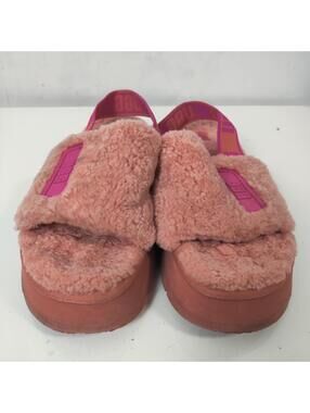 UGG Fluff Yeah Pink Shearling Platform Slides Women’s Size 10
